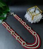 Maroon beaded_jewellery Yellow Gold Alloy   Necklace