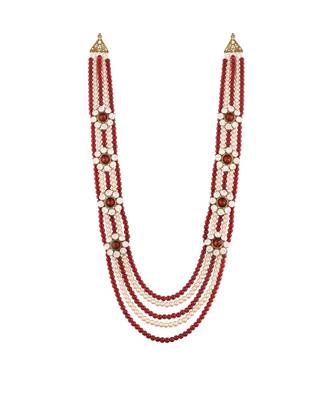 Maroon beaded_jewellery Yellow Gold Alloy   Necklace 2