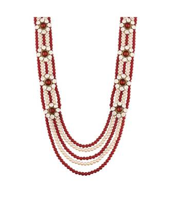 Maroon beaded_jewellery Yellow Gold Alloy   Necklace 3