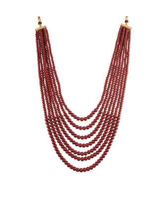 Maroon beaded_jewellery Yellow Gold Alloy   Necklace 2