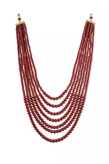 Maroon beaded_jewellery Yellow Gold Alloy   Necklace
