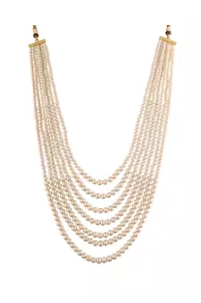 White beaded_jewellery Yellow Gold Alloy   Necklace