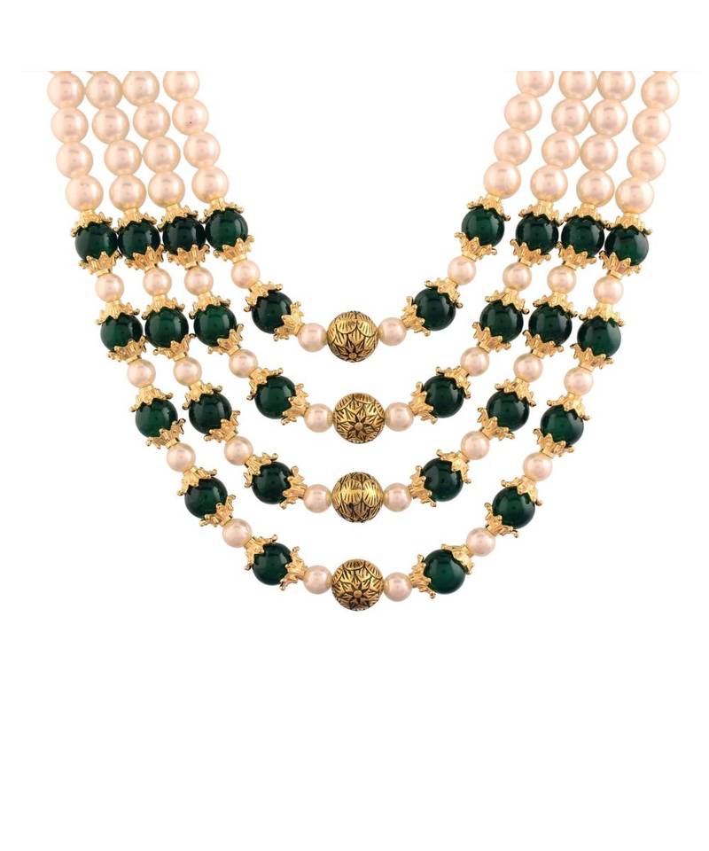 Green beaded_jewellery Yellow Gold Alloy   Necklace