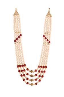 Maroon beaded_jewellery Yellow Gold Alloy   Necklace