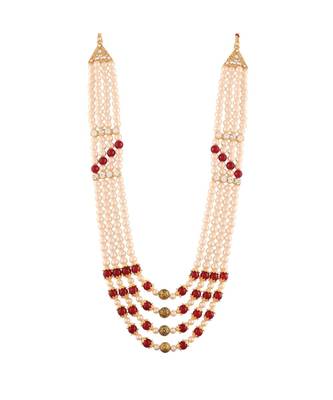 Maroon beaded_jewellery Yellow Gold Alloy   Necklace 1