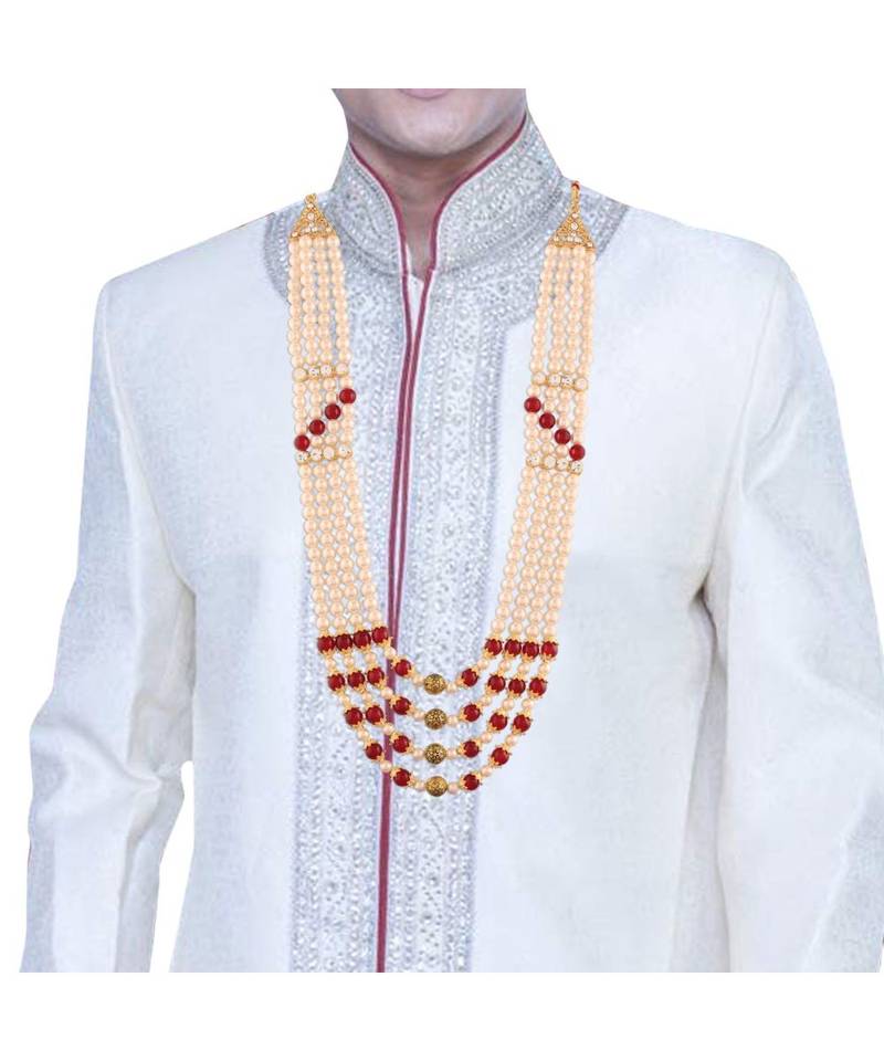 Maroon beaded_jewellery Yellow Gold Alloy   Necklace