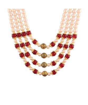 Maroon beaded_jewellery Yellow Gold Alloy   Necklace 3