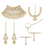 White kundan Yellow Gold Alloy   Necklace   Pair Earrings   Maatha Patti