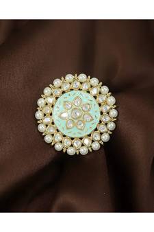 Green meenakari Yellow Gold Brass   Finger Ring