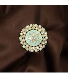 Green meenakari Yellow Gold Brass   Finger Ring
