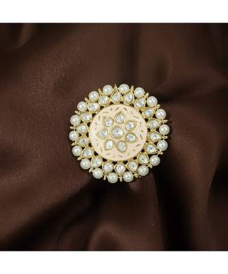 Pink meenakari Yellow Gold Brass   Finger Ring 1