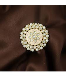 Pink meenakari Yellow Gold Brass   Finger Ring