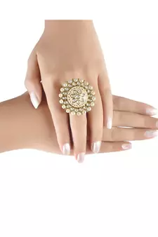 Pink meenakari Yellow Gold Brass   Finger Ring
