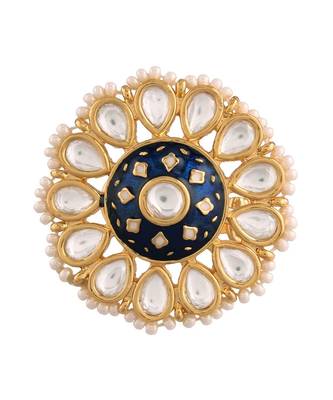 Blue meenakari Yellow Gold Brass   Finger Ring 4