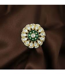 Green meenakari Yellow Gold Brass   Finger Ring