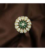 Green meenakari Yellow Gold Brass   Finger Ring