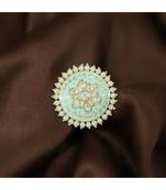 Green meenakari Yellow Gold Brass   Finger Ring