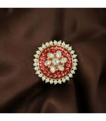 Red meenakari Yellow Gold Brass   Finger Ring