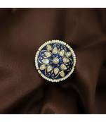 Blue meenakari Yellow Gold Brass   Finger Ring