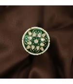 Green meenakari Yellow Gold Brass   Finger Ring