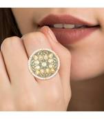 Grey meenakari Yellow Gold Brass   Finger Ring