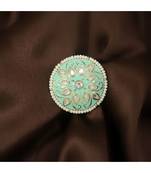 Green meenakari Yellow Gold Brass   Finger Ring