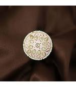 Pink meenakari Yellow Gold Brass   Finger Ring