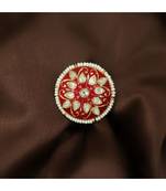 Red meenakari Yellow Gold Brass   Finger Ring