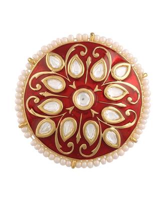 Red meenakari Yellow Gold Brass   Finger Ring 3