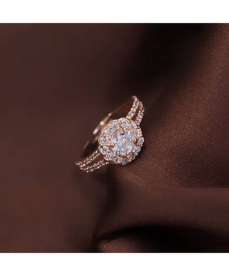 Gold american_diamonds Rose Gold Alloy   Finger Ring 1