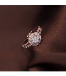 Gold american_diamonds Rose Gold Alloy   Finger Ring