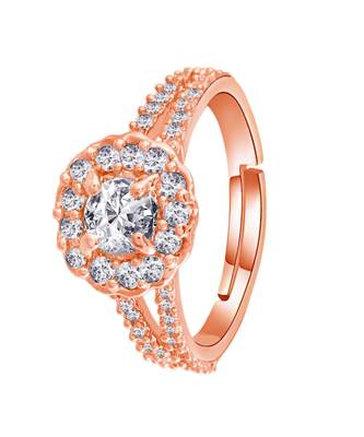 Gold american_diamonds Rose Gold Alloy   Finger Ring 2