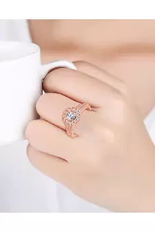 Gold american_diamonds Rose Gold Alloy   Finger Ring