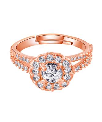 Gold american_diamonds Rose Gold Alloy   Finger Ring 4