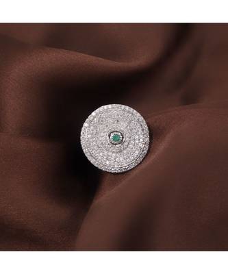 Green american_diamonds Rhodium Alloy   Finger Ring 1