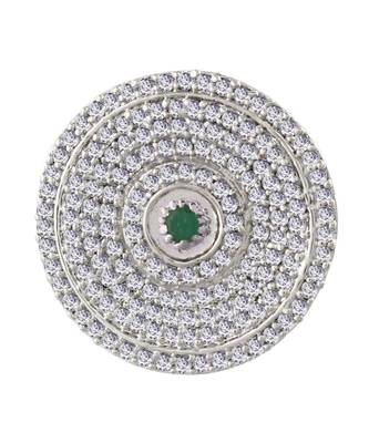 Green american_diamonds Rhodium Alloy   Finger Ring 2