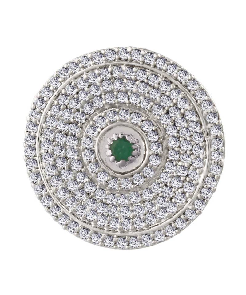 Green american_diamonds Rhodium Alloy   Finger Ring