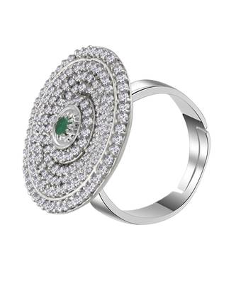 Green american_diamonds Rhodium Alloy   Finger Ring 4