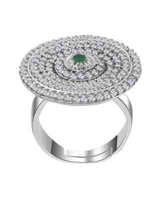 Green american_diamonds Rhodium Alloy   Finger Ring 5