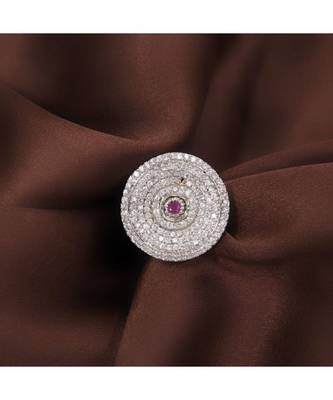 Maroon american_diamonds Rhodium Alloy   Finger Ring 1