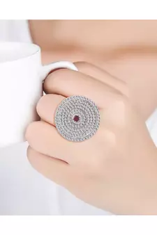 Maroon american_diamonds Rhodium Alloy   Finger Ring