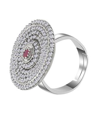 Maroon american_diamonds Rhodium Alloy   Finger Ring 4