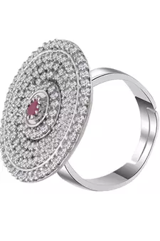 Maroon american_diamonds Rhodium Alloy   Finger Ring