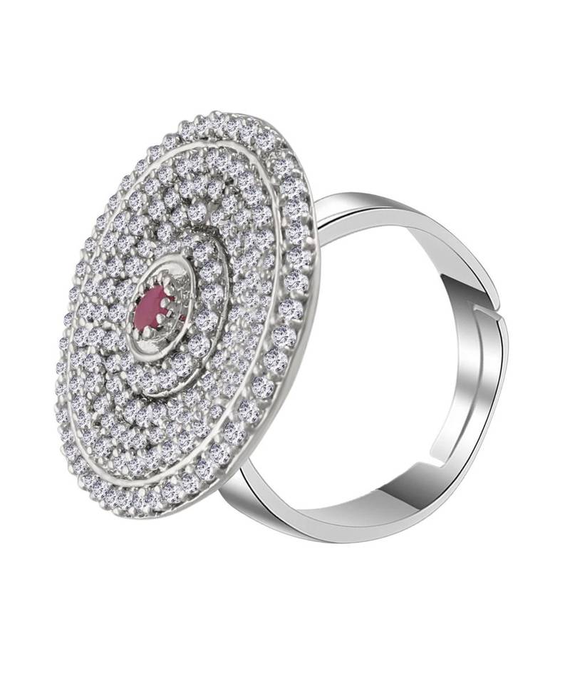 Maroon american_diamonds Rhodium Alloy   Finger Ring