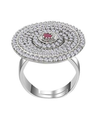 Maroon american_diamonds Rhodium Alloy   Finger Ring 5