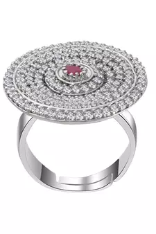 Maroon american_diamonds Rhodium Alloy   Finger Ring