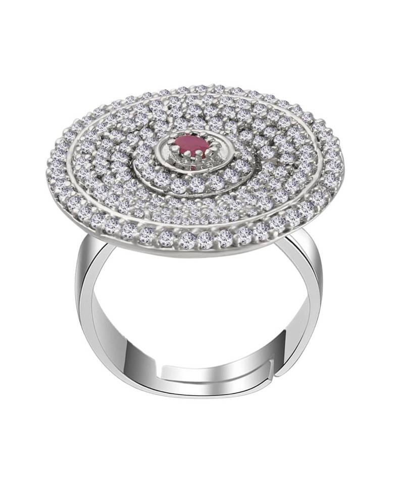 Maroon american_diamonds Rhodium Alloy   Finger Ring