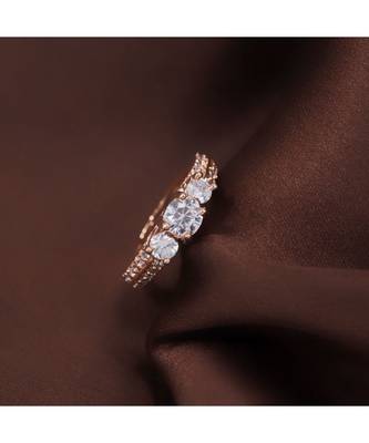 Gold american_diamonds Rose Gold Alloy   Finger Ring 1