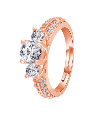 Gold american_diamonds Rose Gold Alloy   Finger Ring 2