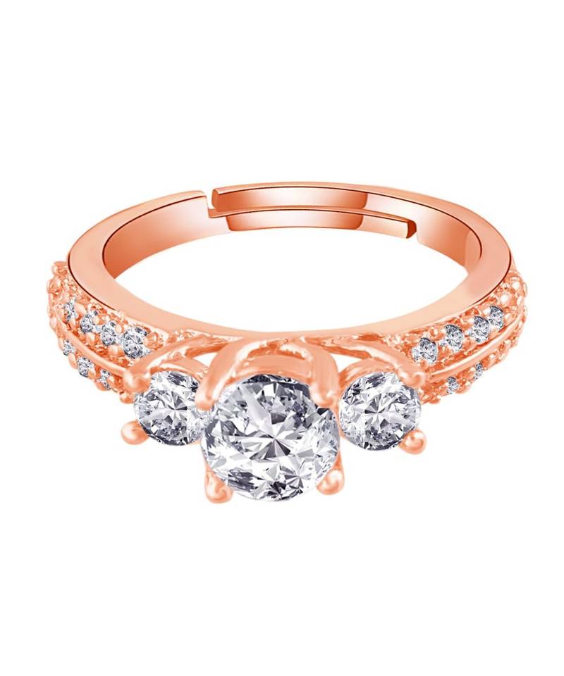 Gold american_diamonds Rose Gold Alloy   Finger Ring